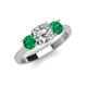 3 - Quyen GIA Certified 2.05 ctw (7.00 mm) Round Natural Diamond and Emerald Three Stone Engagement Ring 