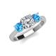 3 - Quyen GIA Certified 2.25 ctw (7.00 mm) Round Natural Diamond and Blue Topaz Three Stone Engagement Ring 