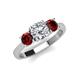 3 - Quyen GIA Certified 2.51 ctw (7.00 mm) Round Natural Diamond and Red Garnet Three Stone Engagement Ring 