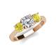 3 - Quyen GIA Certified 2.25 ctw (7.00 mm) Round Natural Diamond and Yellow Diamond Three Stone Engagement Ring 