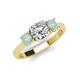3 - Quyen GIA Certified 1.95 ctw (7.00 mm) Round Natural Diamond and Opal Three Stone Engagement Ring 