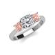 3 - Quyen GIA Certified 2.21 ctw (7.00 mm) Round Natural Diamond and Morganite Three Stone Engagement Ring 