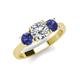 3 - Quyen GIA Certified 2.05 ctw (7.00 mm) Round Natural Diamond and Iolite Three Stone Engagement Ring 