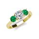 3 - Quyen GIA Certified 2.05 ctw (7.00 mm) Round Natural Diamond and Emerald Three Stone Engagement Ring 