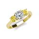 3 - Quyen GIA Certified 2.31 ctw (7.00 mm) Round Natural Diamond and Yellow Sapphire Three Stone Engagement Ring 