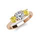 3 - Quyen GIA Certified 2.31 ctw (7.00 mm) Round Natural Diamond and Yellow Sapphire Three Stone Engagement Ring 