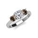 3 - Quyen GIA Certified 2.20 ctw (7.00 mm) Round Natural Diamond and Smoky Quartz Three Stone Engagement Ring 