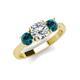 3 - Quyen GIA Certified 2.25 ctw (7.00 mm) Round Natural Diamond and Blue Diamond Three Stone Engagement Ring 