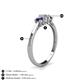 4 - Quyen 0.54 ctw (4.00 mm) Round Natural Diamond and Blue Sapphire Three Stone Engagement Ring  