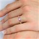 5 - Quyen 0.54 ctw (4.00 mm) Round Natural Diamond and Pink Sapphire Three Stone Engagement Ring  