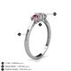 4 - Quyen 0.49 ctw (4.00 mm) Round Natural Diamond and Pink Tourmaline Three Stone Engagement Ring  