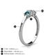4 - Quyen 0.53 ctw (4.00 mm) Round Natural Diamond and Blue Diamond Three Stone Engagement Ring  
