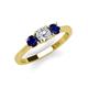 3 - Quyen 1.26 ctw (5.00 mm) Round Natural Diamond and Blue Sapphire Three Stone Engagement Ring  