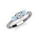 3 - Quyen 0.90 ctw (5.00 mm) Round Natural Diamond and Aquamarine Three Stone Engagement Ring  