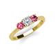 3 - Quyen 0.90 ctw (5.00 mm) Round Natural Diamond and Pink Tourmaline Three Stone Engagement Ring  