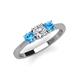 3 - Quyen 0.94 ctw (5.00 mm) Round Natural Diamond and Blue Topaz Three Stone Engagement Ring  