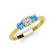 3 - Quyen 0.94 ctw (5.00 mm) Round Natural Diamond and Blue Topaz Three Stone Engagement Ring  