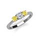 3 - Quyen 1.03 ctw (5.00 mm) Round Natural Diamond and Yellow Sapphire Three Stone Engagement Ring  
