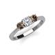 3 - Quyen 0.98 ctw (5.00 mm) Round Natural Diamond and Smoky Quartz Three Stone Engagement Ring  