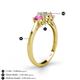 4 - Quyen 1.03 ctw (5.00 mm) Round Natural Diamond and Pink Sapphire Three Stone Engagement Ring  