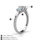 4 - Quyen 0.90 ctw (5.00 mm) Round Natural Diamond and Aquamarine Three Stone Engagement Ring  