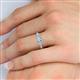5 - Quyen 0.90 ctw (5.00 mm) Round Natural Diamond and Aquamarine Three Stone Engagement Ring  