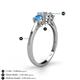 4 - Quyen 0.94 ctw (5.00 mm) Round Natural Diamond and Blue Topaz Three Stone Engagement Ring  