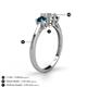 4 - Quyen 1.00 ctw (5.00 mm) Round Natural Diamond and Blue Diamond Three Stone Engagement Ring  