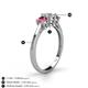 4 - Quyen 0.90 ctw (5.00 mm) Round Natural Diamond and Pink Tourmaline Three Stone Engagement Ring  