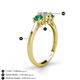 4 - Quyen 1.00 ctw (5.00 mm) Round Natural Diamond and Emerald Three Stone Engagement Ring  