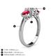 4 - Quyen GIA Certified 2.10 ctw (6.50 mm) Round Natural Diamond and Ruby Three Stone Engagement Ring 