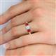 5 - Quyen GIA Certified 2.10 ctw (6.50 mm) Round Natural Diamond and Ruby Three Stone Engagement Ring 