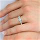 5 - Quyen GIA Certified 1.80 ctw (6.50 mm) Round Natural Diamond and Aquamarine Three Stone Engagement Ring 