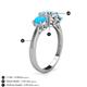 4 - Quyen GIA Certified 1.72 ctw (6.50 mm) Round Natural Diamond and Turquoise Three Stone Engagement Ring 