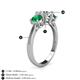 4 - Quyen GIA Certified 1.80 ctw (6.50 mm) Round Natural Diamond and Emerald Three Stone Engagement Ring 