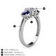 4 - Quyen GIA Certified 2.40 ctw (6.50 mm) Round Natural Diamond and Blue Sapphire Three Stone Engagement Ring 