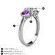 4 - Quyen GIA Certified 1.80 ctw (6.50 mm) Round Natural Diamond and Amethyst Three Stone Engagement Ring 