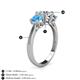 4 - Quyen GIA Certified 2.00 ctw (6.50 mm) Round Natural Diamond and Blue Topaz Three Stone Engagement Ring 