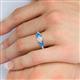5 - Quyen GIA Certified 2.00 ctw (6.50 mm) Round Natural Diamond and Blue Topaz Three Stone Engagement Ring 