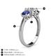 4 - Quyen GIA Certified 1.80 ctw (6.50 mm) Round Natural Diamond and Iolite Three Stone Engagement Ring 