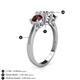 4 - Quyen GIA Certified 2.26 ctw (6.50 mm) Round Natural Diamond and Red Garnet Three Stone Engagement Ring 