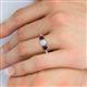 5 - Quyen GIA Certified 2.26 ctw (6.50 mm) Round Natural Diamond and Red Garnet Three Stone Engagement Ring 