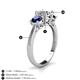 4 - Quyen GIA Certified 2.65 ctw (7.00 mm) Round Natural Diamond and Blue Sapphire Three Stone Engagement Ring 