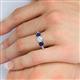5 - Quyen GIA Certified 2.65 ctw (7.00 mm) Round Natural Diamond and Blue Sapphire Three Stone Engagement Ring 
