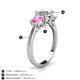 4 - Quyen GIA Certified 2.30 ctw (7.00 mm) Round Natural Diamond and Pink Sapphire Three Stone Engagement Ring 