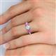 5 - Quyen GIA Certified 2.30 ctw (7.00 mm) Round Natural Diamond and Pink Sapphire Three Stone Engagement Ring 