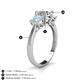 4 - Quyen GIA Certified 2.05 ctw (7.00 mm) Round Natural Diamond and Aquamarine Three Stone Engagement Ring 