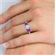 5 - Quyen GIA Certified 2.05 ctw (7.00 mm) Round Natural Diamond and Amethyst Three Stone Engagement Ring 