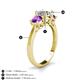 4 - Quyen GIA Certified 2.05 ctw (7.00 mm) Round Natural Diamond and Amethyst Three Stone Engagement Ring 