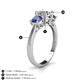 4 - Quyen GIA Certified 2.05 ctw (7.00 mm) Round Natural Diamond and Iolite Three Stone Engagement Ring 